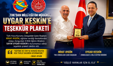THK’DAN MİLLİ EĞİTİM MÜDÜRÜ UYGAR KESKİN’E ANLAMLI PLAKET