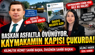 BAŞKAN ASFALTLA ÖVÜNÜYOR, KAYMAKAMIN KAPISI ÇUKURDA!
